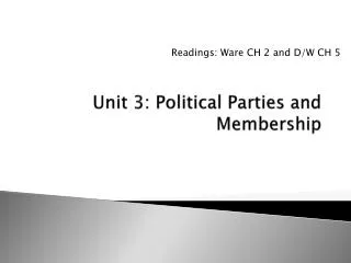 Unit 3: Political Parties and Membership