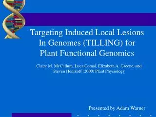 Targeting Induced Local Lesions In Genomes (TILLING) for Plant Functional Genomics