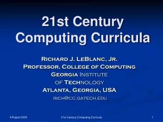 21st Century Computing Curricula