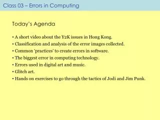 Class 03 – Errors in Computing