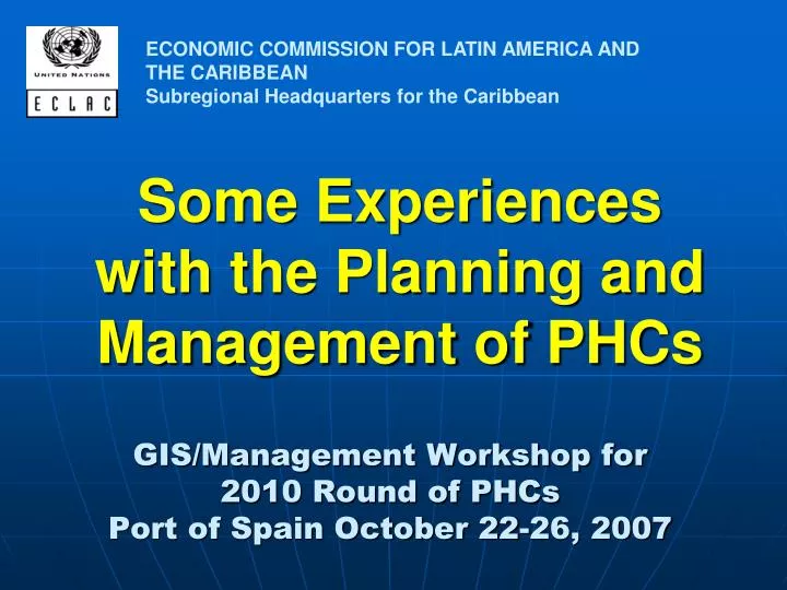 some experiences with the planning and management of phcs