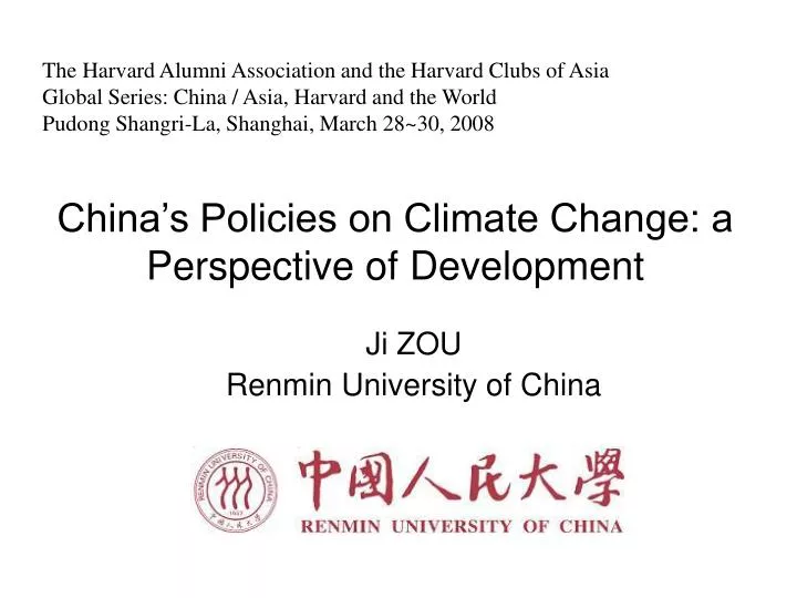 china s policies on climate change a perspective of development
