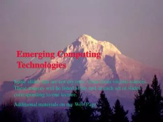 Emerging Computing Technologies