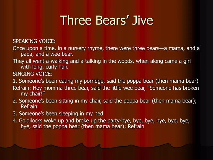 three bears jive