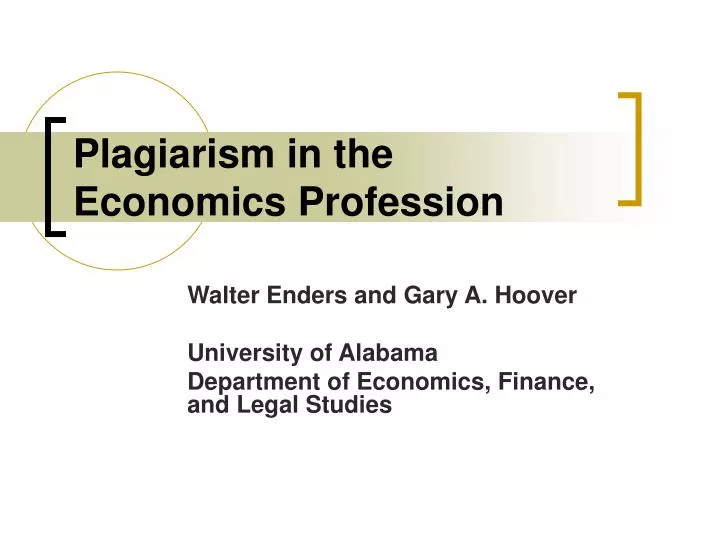 plagiarism in the economics profession
