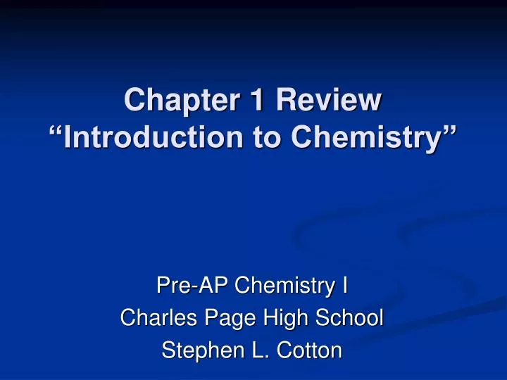 chapter 1 review introduction to chemistry