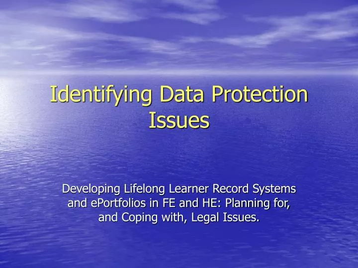 identifying data protection issues
