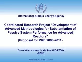 Presentation prepared by Vladimir KUZNETSOV (NENP)