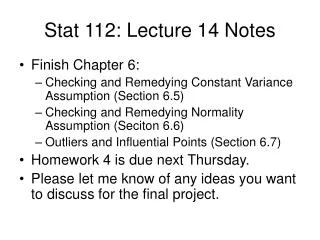 Stat 112: Lecture 14 Notes