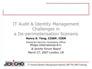 IT Audit &amp; Identity Management Challenges in a De-perimeterisation Scenario