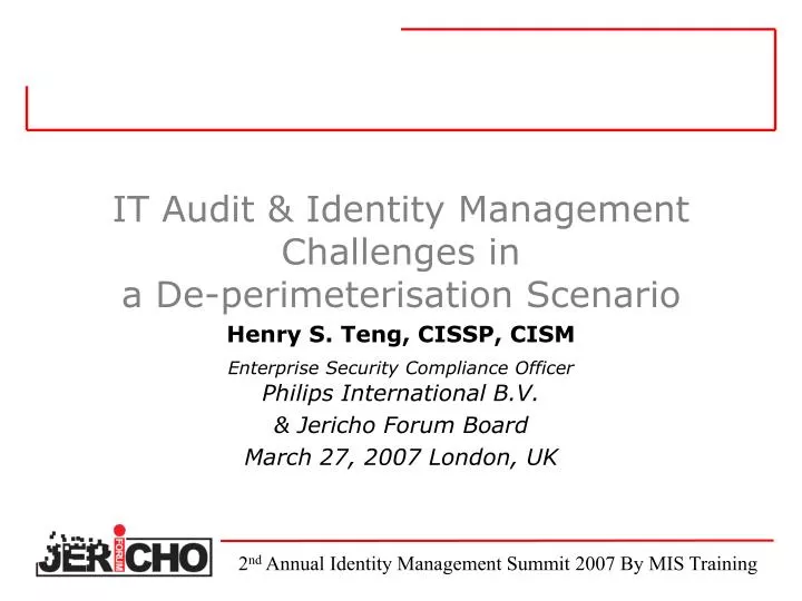 it audit identity management challenges in a de perimeterisation scenario
