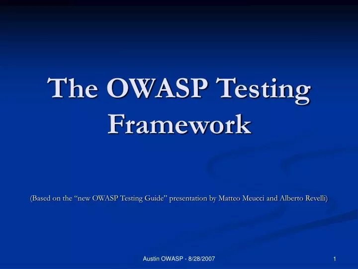 the owasp testing framework