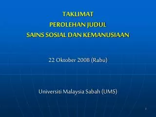 TAKLIMAT PEROLEHAN JUDUL SAINS SOSIAL DAN KEMANUSIAAN