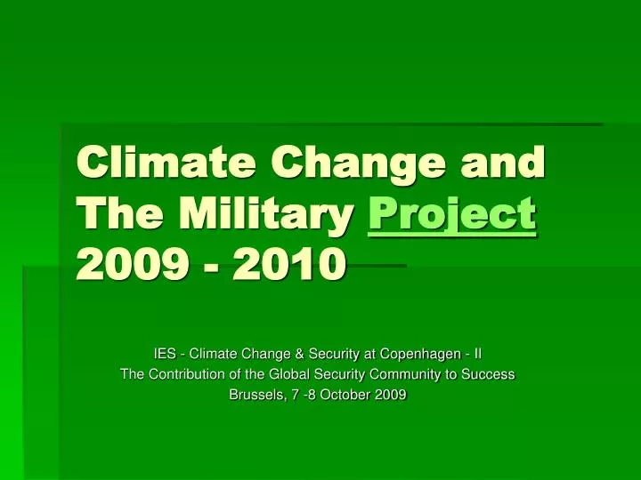 climate change and the military project 2009 2010
