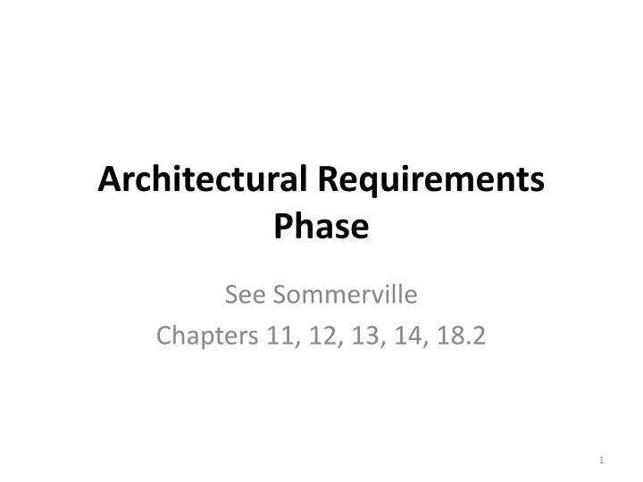 architectural requirements phase