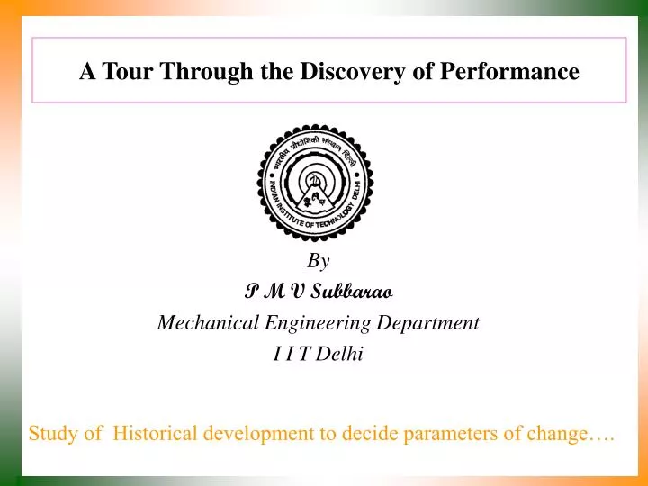 a tour through the discovery of performance