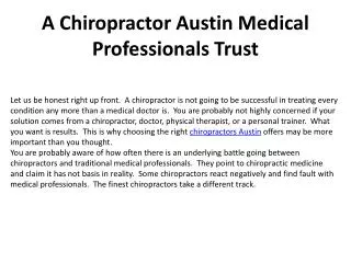 A Chiropractor Austin Medical Professionals Trust