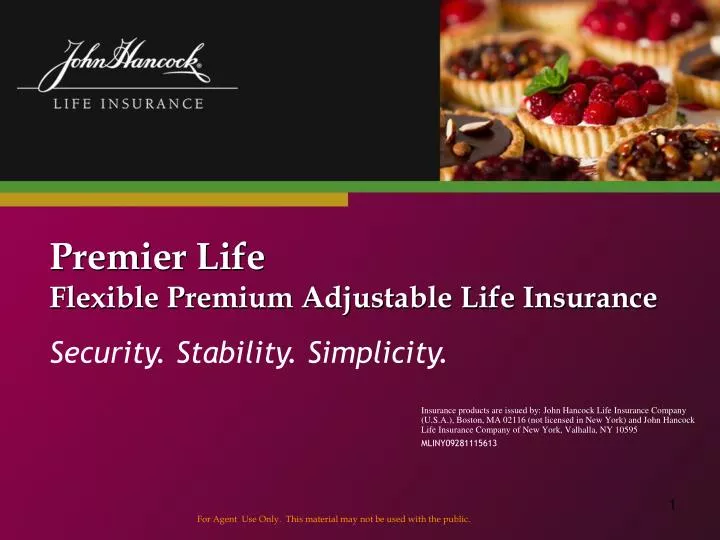 premier life flexible premium adjustable life insurance