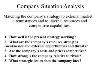 Company Situation Analysis