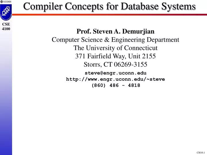 compiler concepts for database systems