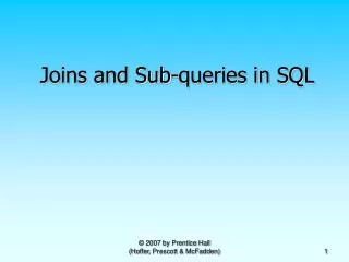Joins and Sub-queries in SQL