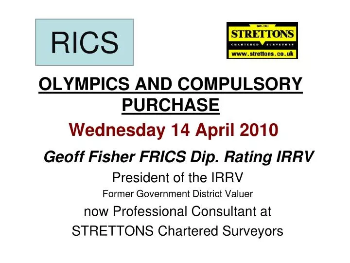 olympics and compulsory purchase wednesday 14 april 2010