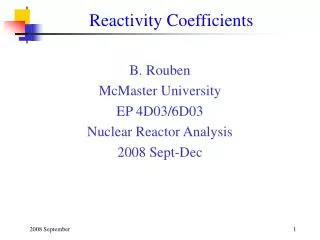 Reactivity Coefficients