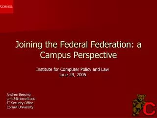 Joining the Federal Federation: a Campus Perspective