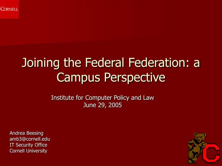 joining the federal federation a campus perspective