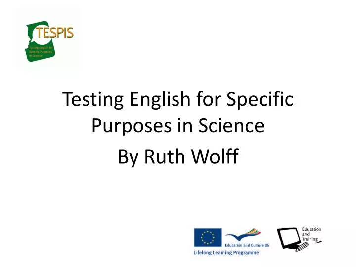 testing english for specific purposes in science by ruth wolff
