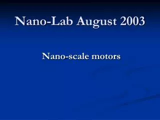 Nano-Lab August 2003