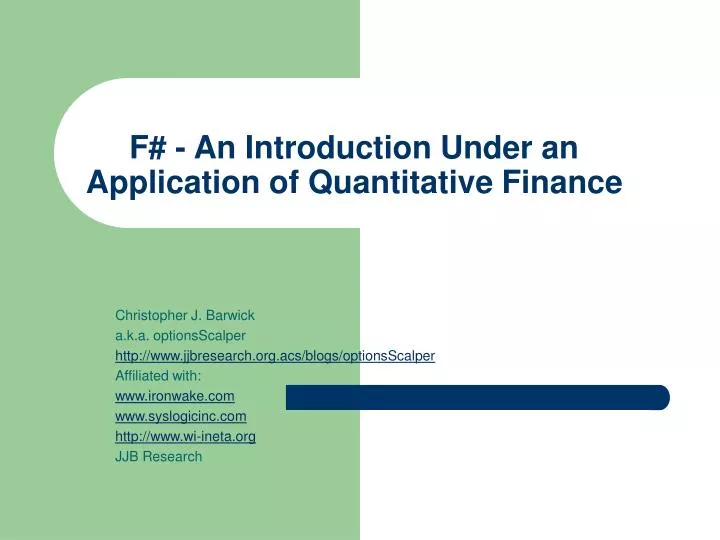 f an introduction under an application of quantitative finance