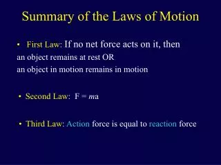 Summary of the Laws of Motion