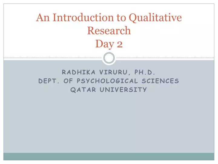 an introduction to qualitative research day 2