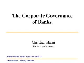 The Corporate Governance of Banks