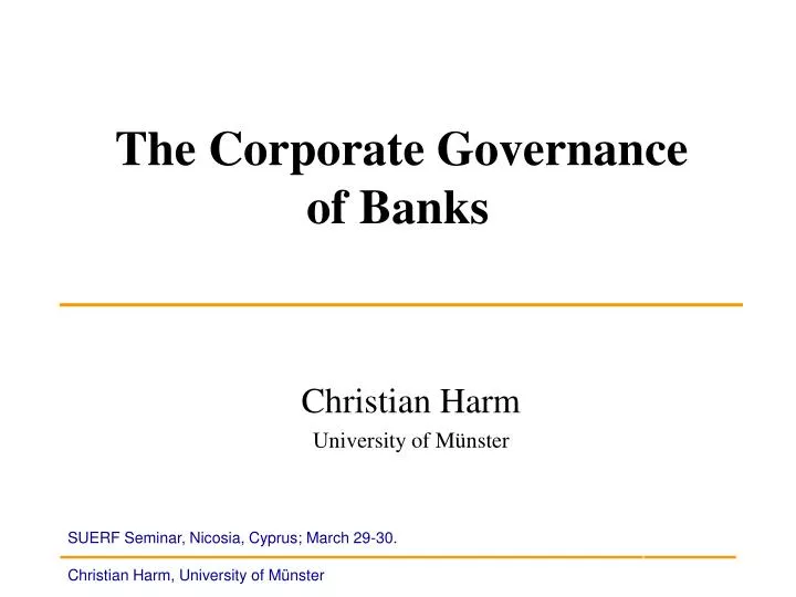 the corporate governance of banks