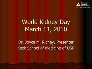 World Kidney Day March 11, 2010