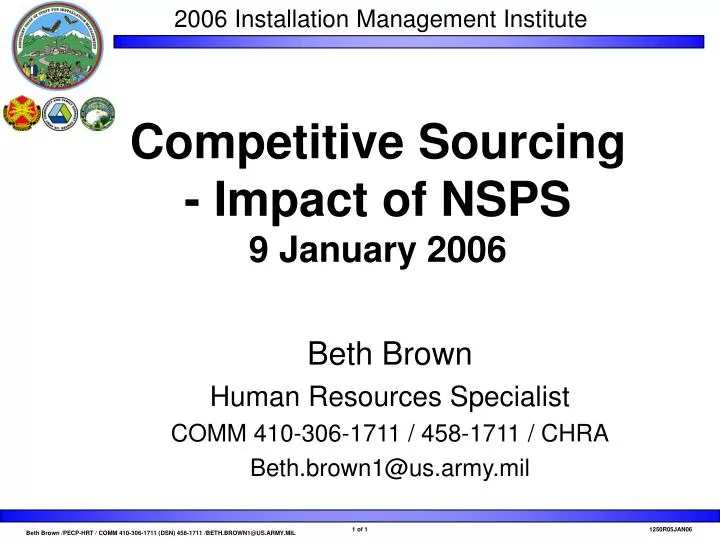 competitive sourcing impact of nsps 9 january 2006