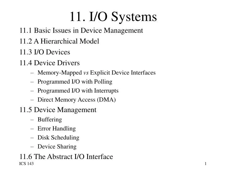 11 i o systems