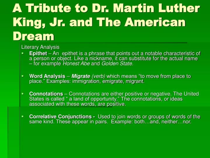 a tribute to dr martin luther king jr and the american dream