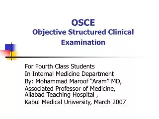 OSCE Objective Structured Clinical Examination