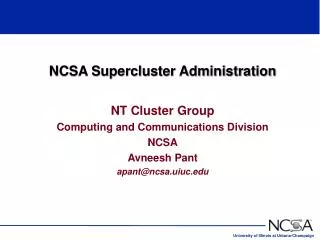 NCSA Supercluster Administration