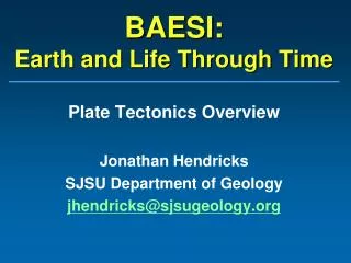 BAESI: Earth and Life Through Time
