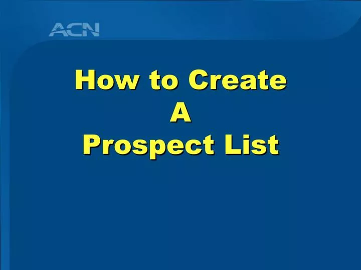 how to create a prospect list