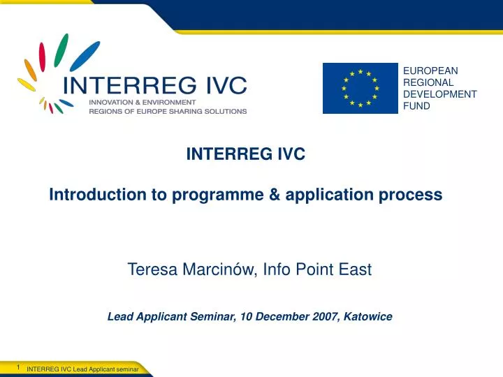 interreg ivc introduction to programme application process
