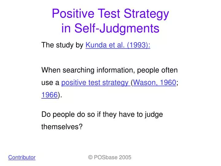 positive test strategy in self judgments