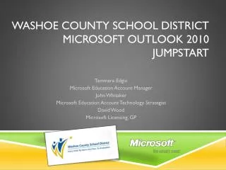 Washoe County School District Microsoft Outlook 2010 Jumpstart