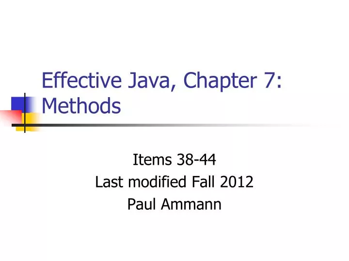 effective java chapter 7 methods