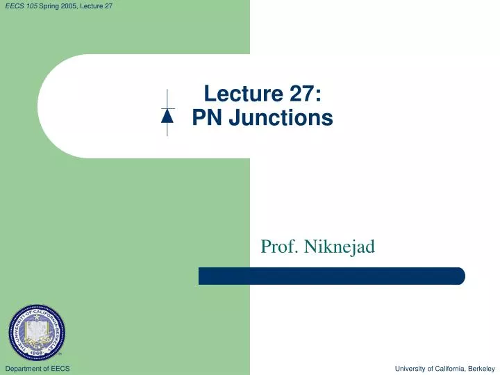 lecture 27 pn junctions