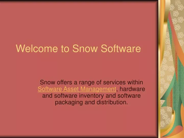 welcome to snow software